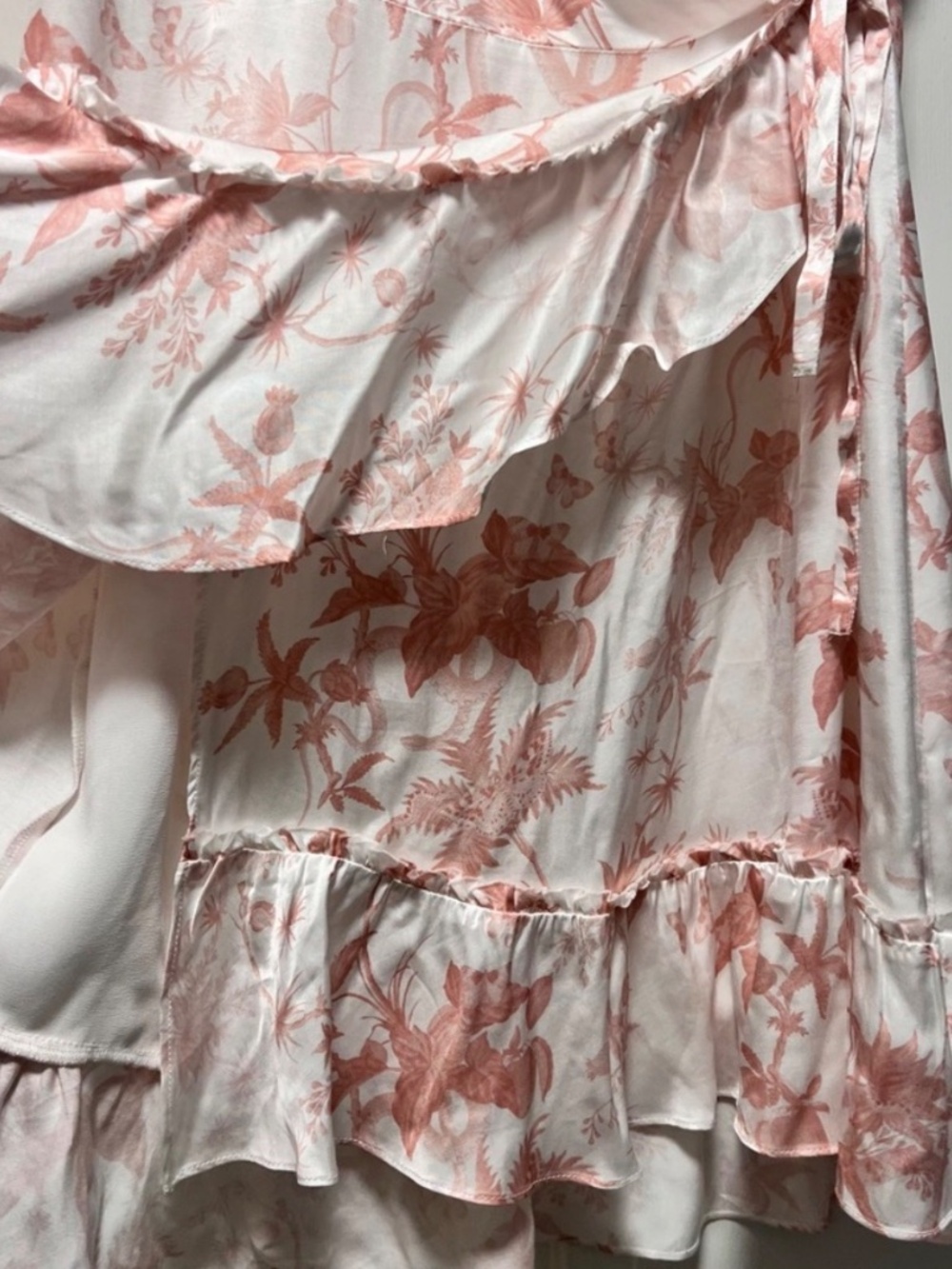 All Saints Satin Floral Wrap Dress in white/blush - Picture 5 of 7